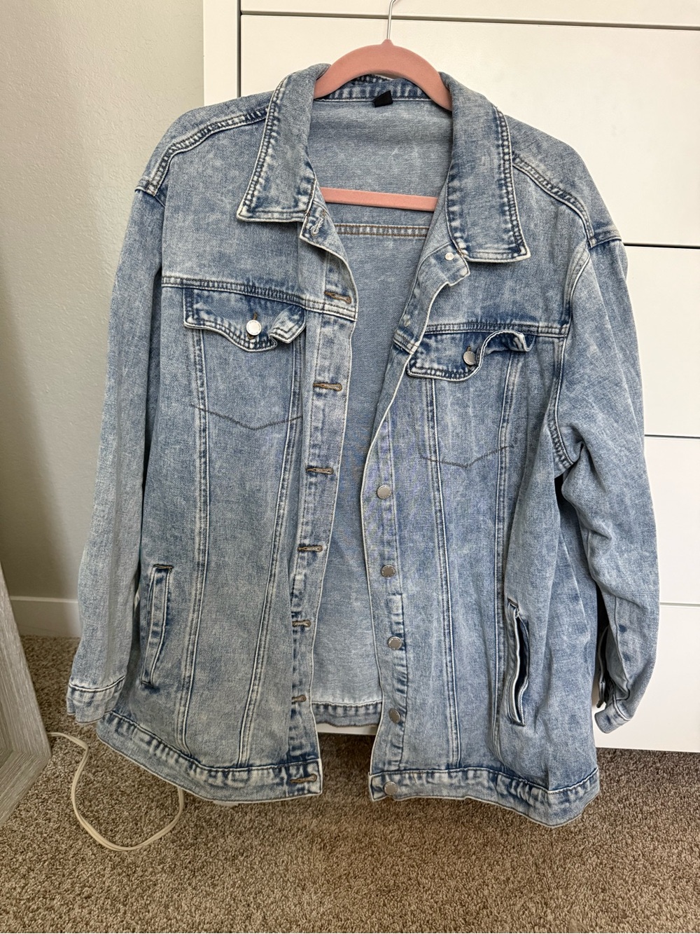 SHEIN Light Blue Acid Wash Denim Jacket